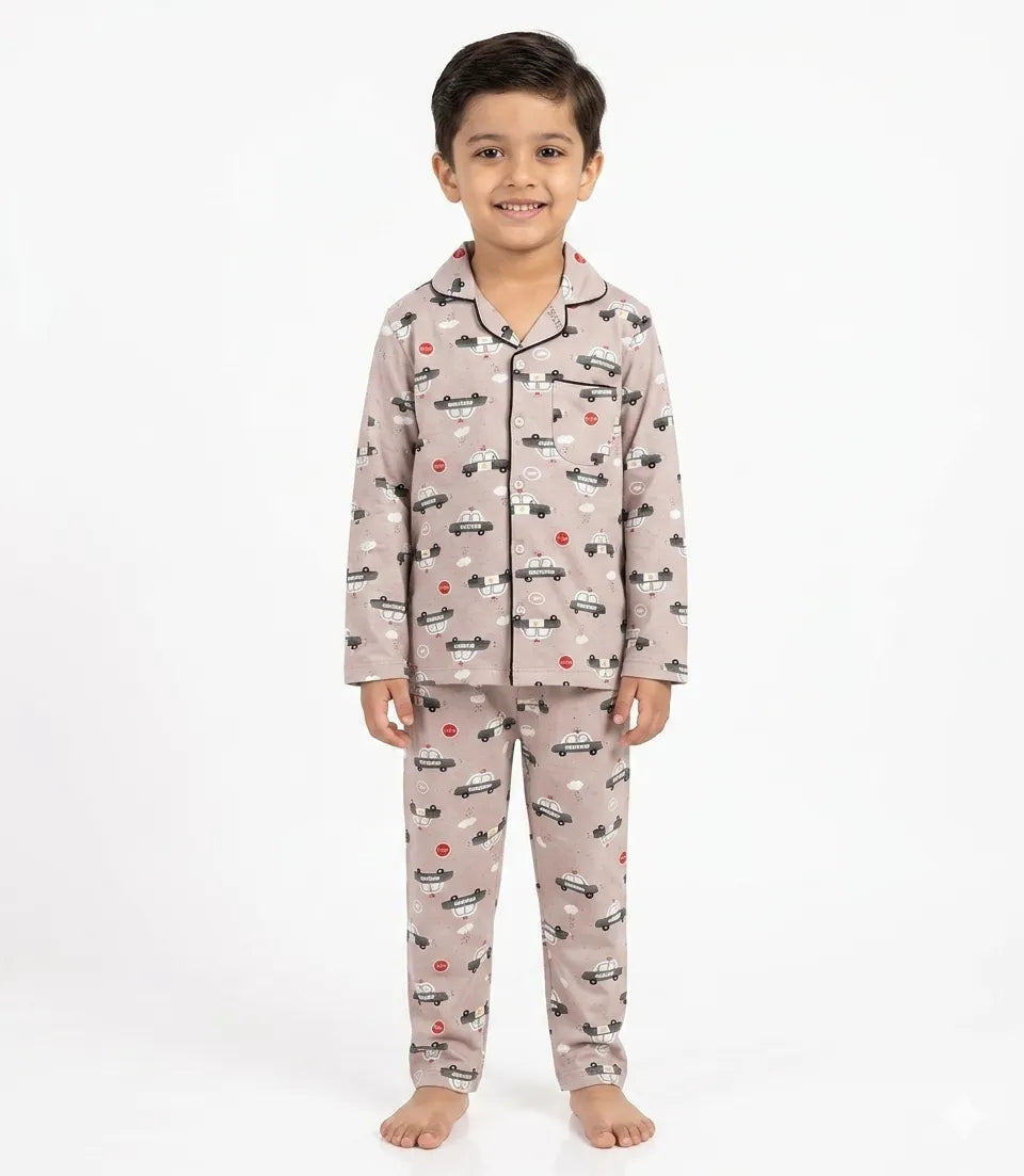 Sleeves Night Suit/Sleep Wear for Boys & Girls in 100% Cotton - Kidley