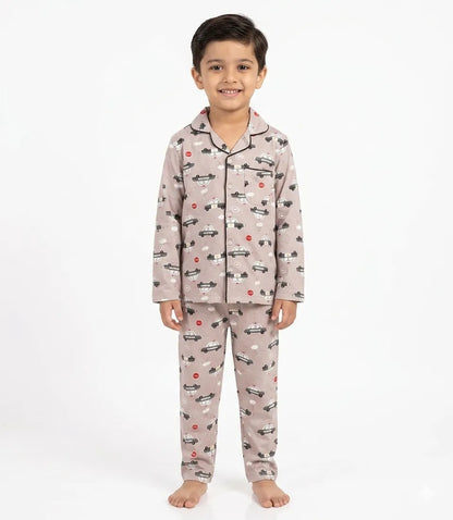 Sleeves Night Suit/Sleep Wear for Boys & Girls in 100% Cotton - Kidley