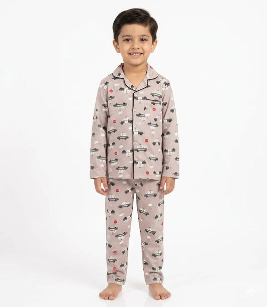 Sleeves Night Suit/Sleep Wear for Boys & Girls in 100% Cotton - Kidley