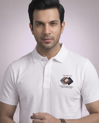 White Polo  mercerized cotton mens T-Shirt | Kidley