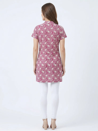 Pink Floral hosiery Kurti Tunic for Women |Kidley