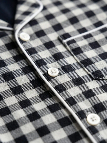 Black and White Checks Full Sleeves Night Suit/Sleep Wear for Boys & Girls in 100% Cotton - Kidley