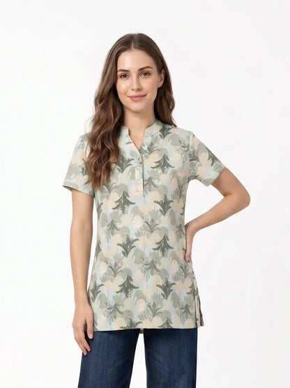 Green printed Comfortable Cotton Lounge wear Kurti| Kidley