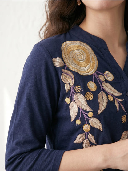 Navy blue Short Kurti Tunic Tops for Women's | Kidley