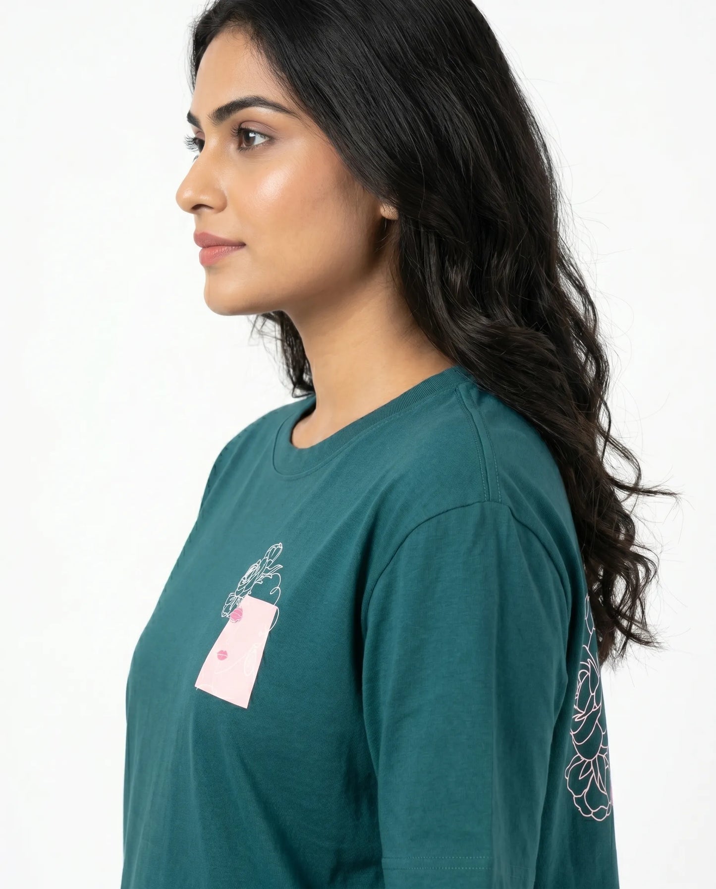 Rama green oversize back printed t-shirts for women- Kidley