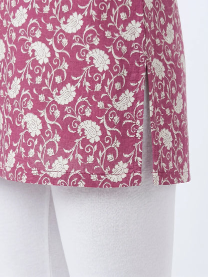 Pink Floral hosiery Kurti Tunic for Women |Kidley