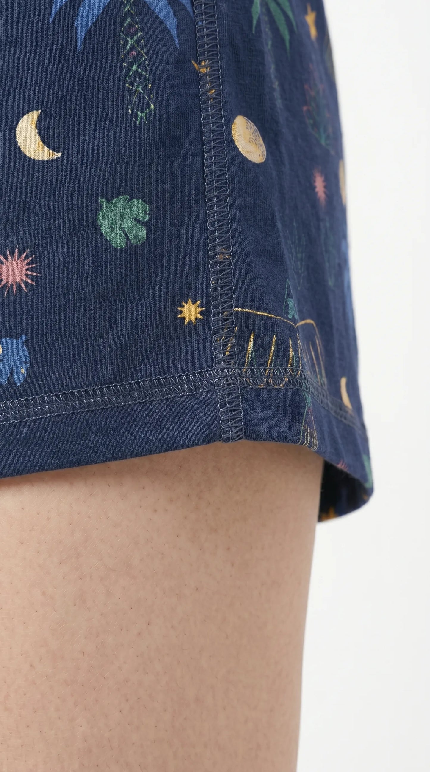 Women's Blue Printed Cotton Hosiery Shorts | Kidely