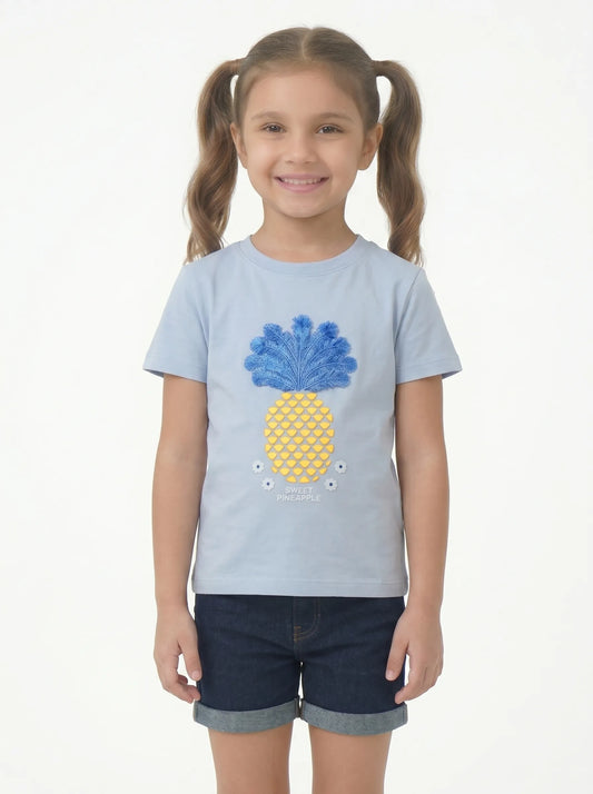 Girl's Cotton Relaxed Fit printed T-Shirt | Kidley