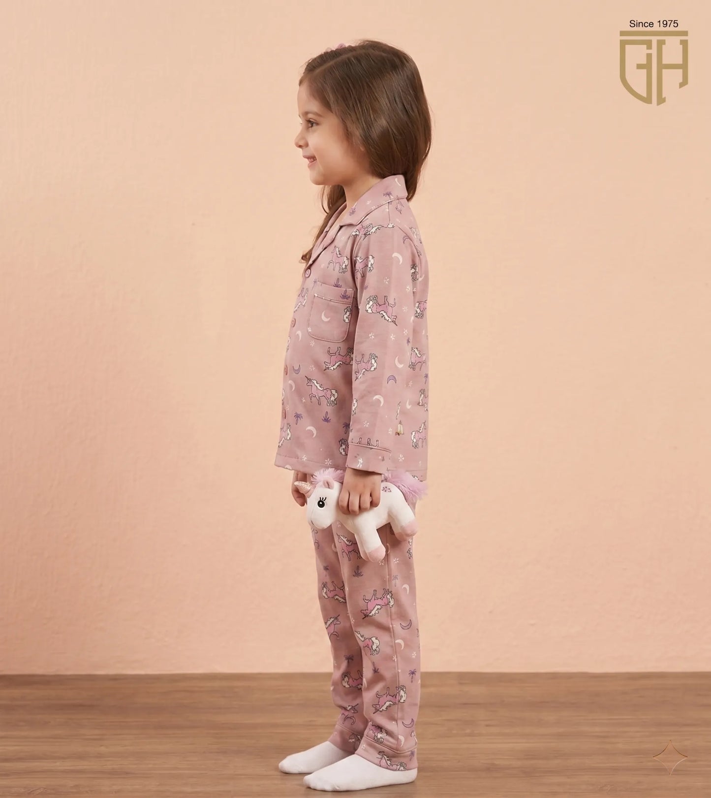 Unicorn Print cute beige brown night suit for girls (Copy)