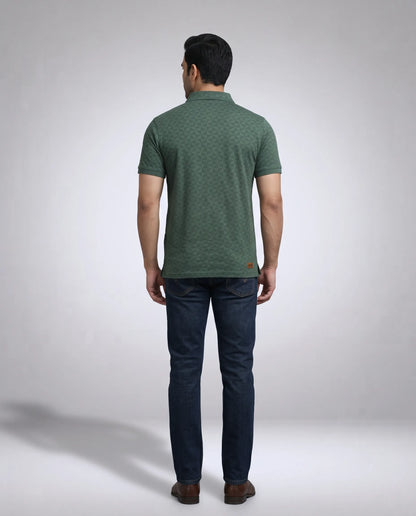 Bottle Green Jacquard Polo T-Shirt | Kidley